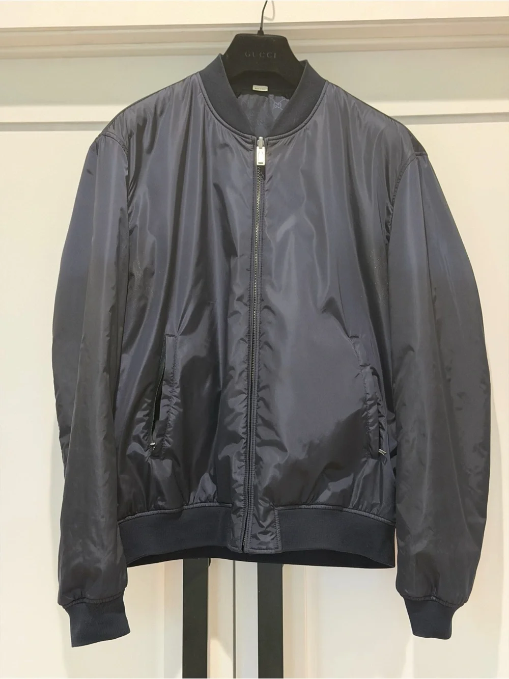 Gucci Reversible Navy Monogram Bomber Jacket